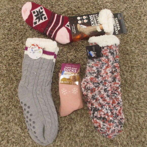 Heat Trendz Steve Madden Socks Bundle Variety 4‎ Pack Womens 5-10 Sherpa Slumber - Picture 1 of 11